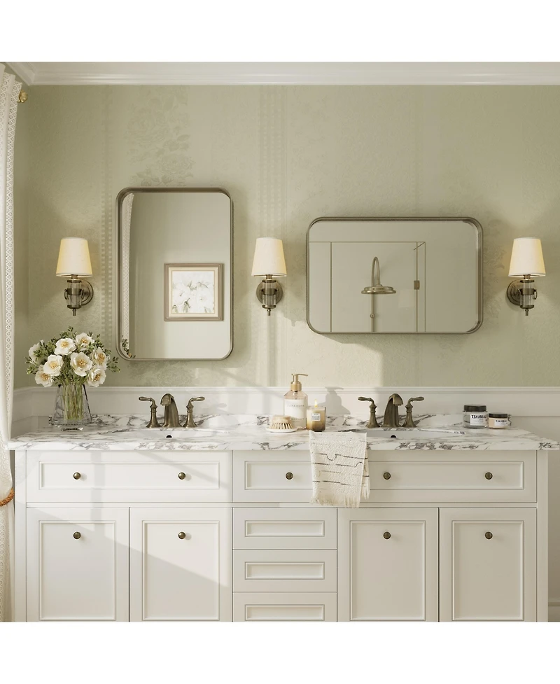 Apmir High-Strength Tempered Glass and Aluminum Alloy Framed Wall Decor Bathroom Vanity Mirror in Brushed Bronze