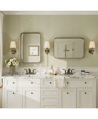 Apmir High-Strength Tempered Glass and Aluminum Alloy Framed Wall Decor Bathroom Vanity Mirror in Brushed Bronze