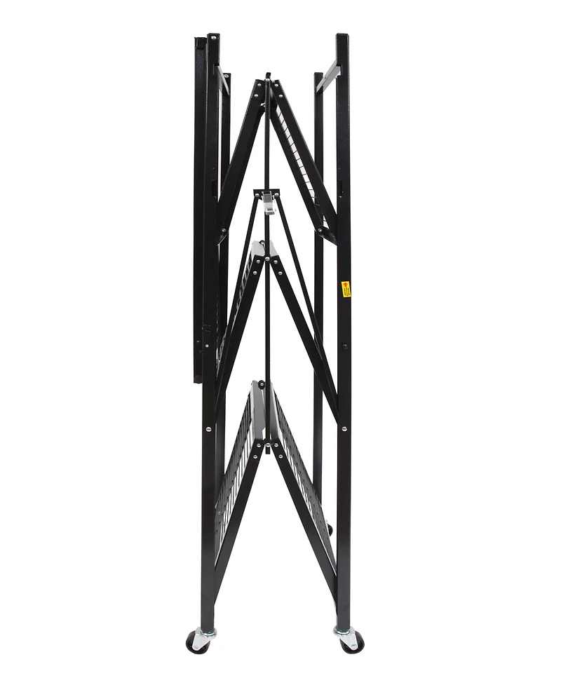 Origami R5-06W Black 4-Wheeled and 4-Shelf Folding Steel Wire Shelving Storage