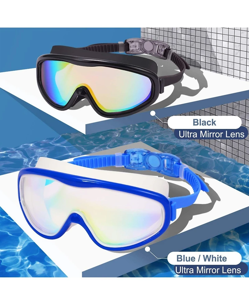 Gnuadz Swim Goggles Wide View Anti-fog Mirrored Lens 2-Pack