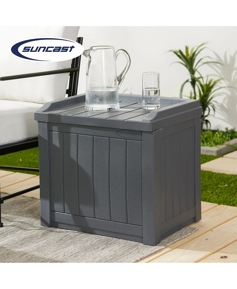 Suncast 22 Gallon Outdoor Patio Small Deck Box with Storage Seat, Cyberspace