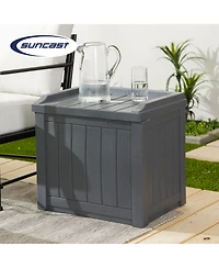 Suncast 22 Gallon Outdoor Patio Small Deck Box with Storage Seat, Cyberspace