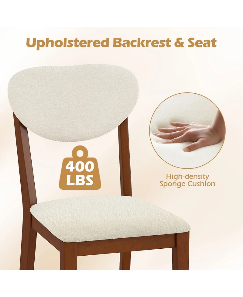 Slickblue Modern Sherpa Upholstered Dining Chairs Set of 4 with Wooden Legs for Kitchen-Walnut