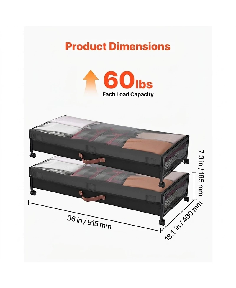 Sugift Under Bed Storage with Wheels