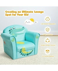 Gouun Kids Crocodile Upholstered Armrest Sofa with Velvet Cover, Ages 1-5, 20x15x17 in