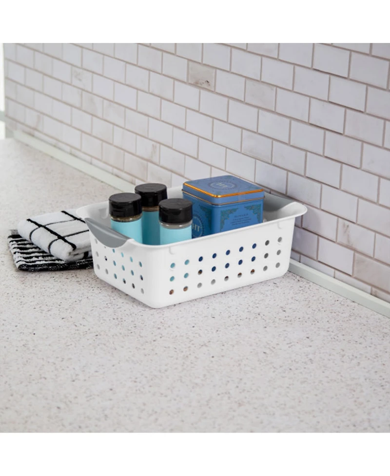 Sterilite White Small Ultra Basket Durable Plastic Storage Organizer, (12 Pack)