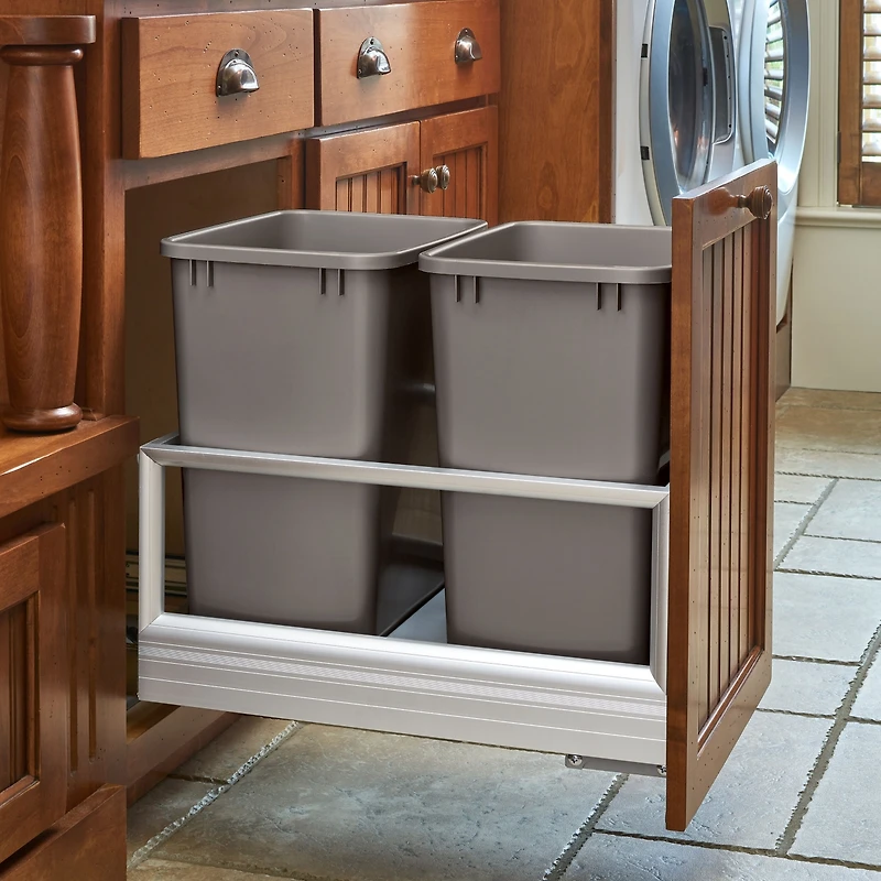 Rev-a-Shelf Polymer Replacement 27 qt. Trash Bin, Gray, 2 Pack, Rv-1024-13-2