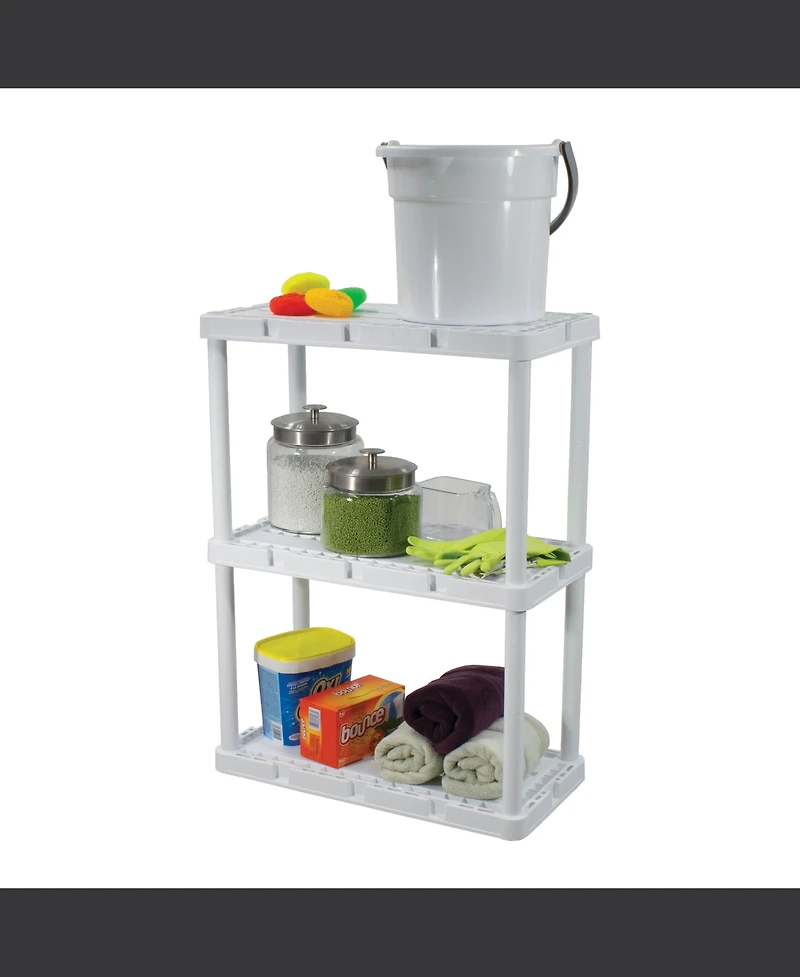 Gracious Living 3 Shelf Knect-a-Shelf Fixed Height Light Duty Storage Unit,White
