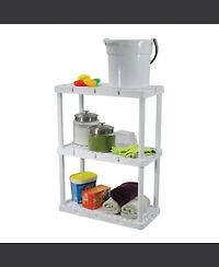 Gracious Living 3 Shelf Knect-a-Shelf Fixed Height Light Duty Storage Unit,White