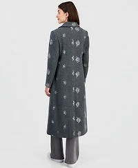 CeCe Petite Single-Breasted Sparkle Boucle Maxi Coat