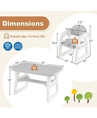 Gouun Kids Table and Chair Set with Building Blocks Surface