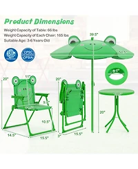 Gouun 4-Piece Kids Picnic Set with Folding Chairs and Adjustable Umbrella