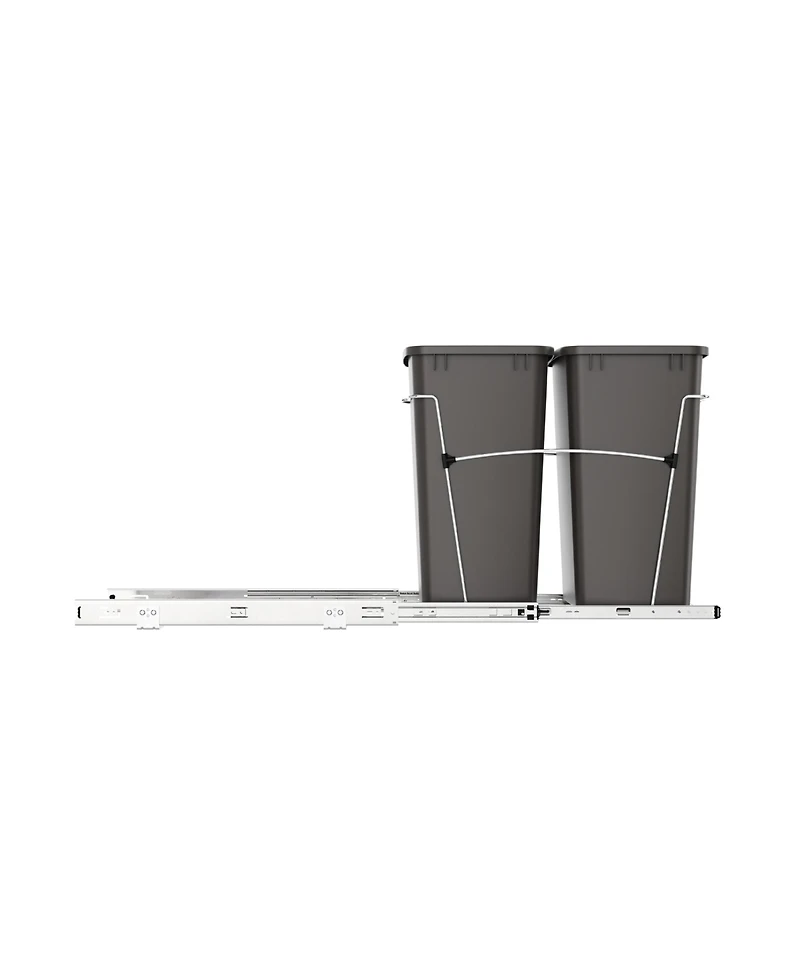 Rev-a-shelf Double Pullout Trash Can 35 qt. for Kitchen, Gray, Rv-18KD-13C-S