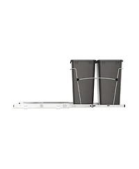 Rev-a-shelf Double Pullout Trash Can 35 qt. for Kitchen, Gray, Rv-18KD-13C-S