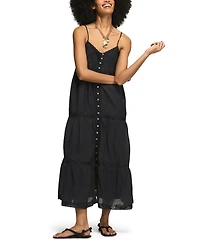 Lucky Brand Women's Embroidered V-Neck Tiered Midi Dress