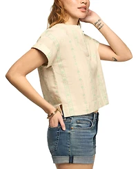 Lucky Brand Women's Novelty Popover Short-Sleeve Shirt