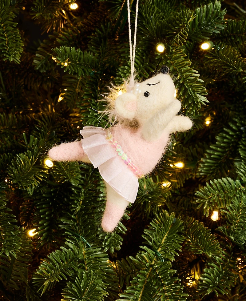 Holiday Lane Ballet Wool Dancing Mouse Ornament, Macy's Exclusive