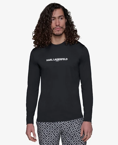 Karl Lagerfeld Paris Men's Long-Sleeve Logo Rashguard