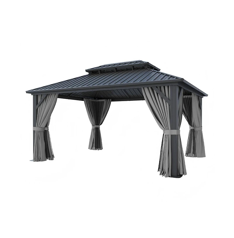 Hardtop Gazebo with Double Roof, Aluminum Frame and Steel Roof
