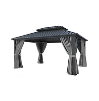 Hardtop Gazebo with Double Roof, Aluminum Frame and Steel Roof
