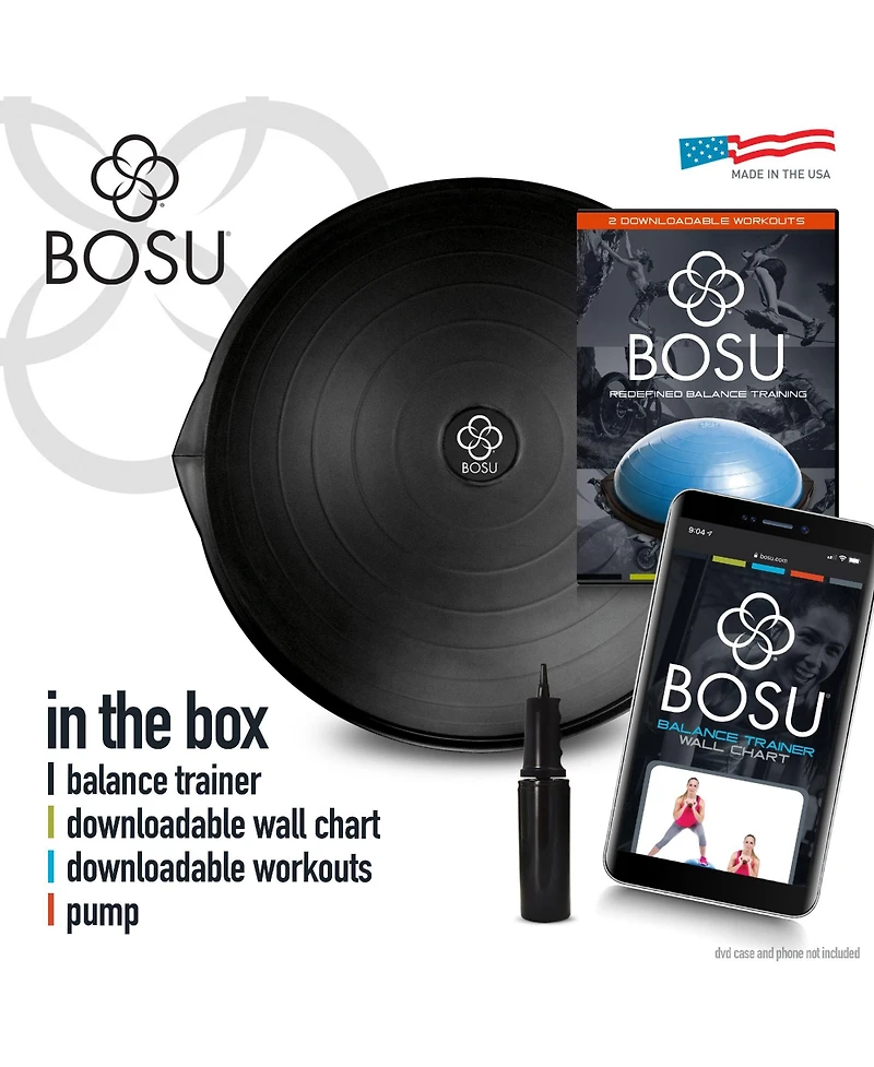 Bosu Balance Trainer Exercise Ball, Fitness Equipment for Home Exercise, 26-Inch, Black