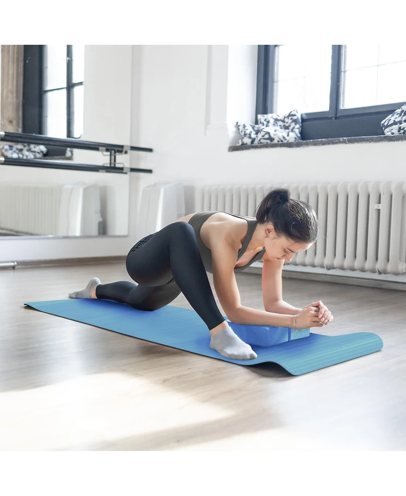 BalanceFrom 7 Piece Yoga Set, with Mat & Towel, Home Workout Equipment, Blue