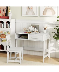 Gouun Kids Desk and Chair Set with Storage Drawer and Hutch