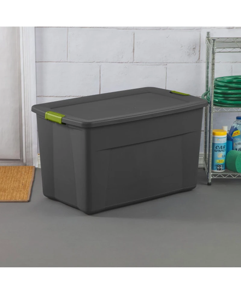 Sterilite 35 Gallon Storage Tote Box with Latching Container Lid, Gray (4 Pack)