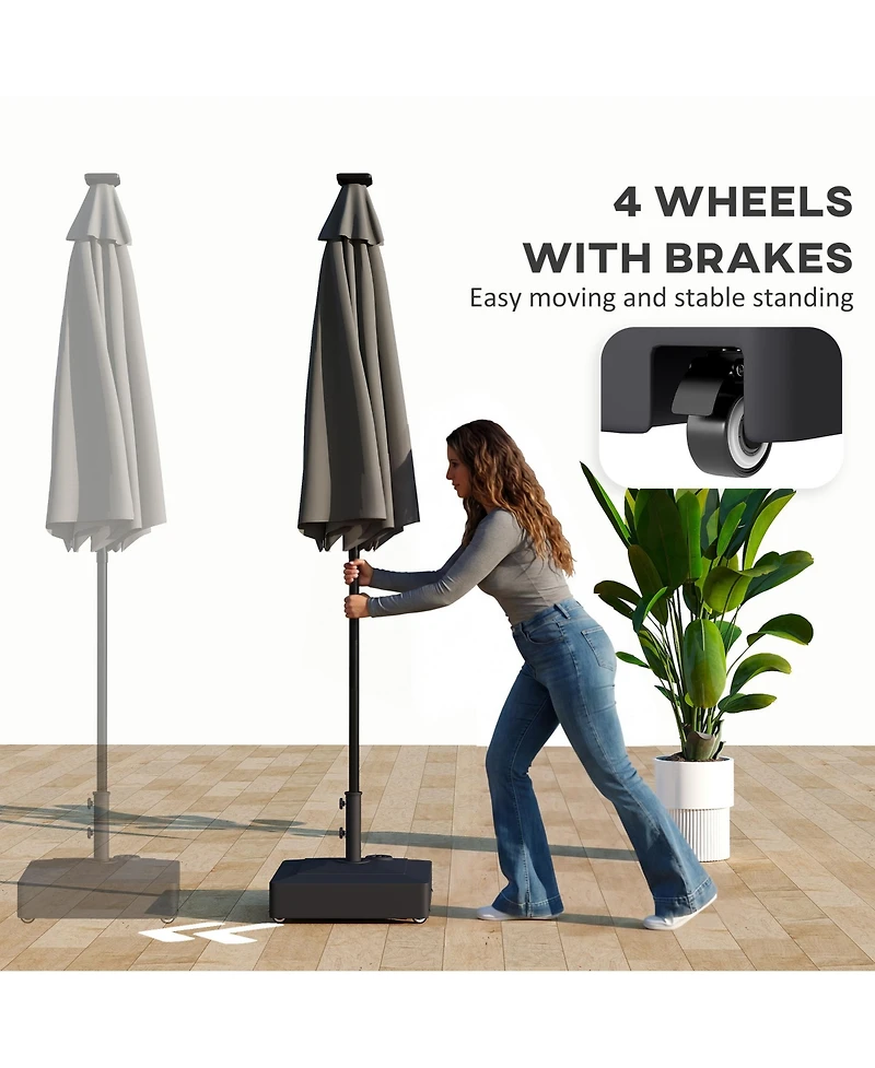 Outsunny Patio Umbrella Base Sd with Wheels for 1.38/1.5/1.89" Pole,