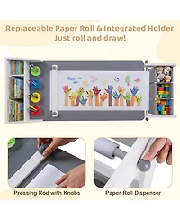 Slickblue Toddler Art Station Table Set with Paper Roll and Storage Bins