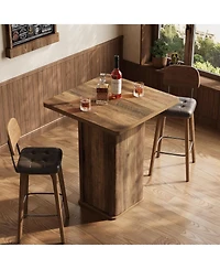 Tribesigns Bar Table with Storage Cabinet 35.43 H High Top Pub Table Square Wooden Bistro with 3-Tier Shelves Farmhouse Bar Furniture