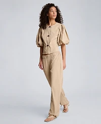 Kenneth Cole Women's Pull-On Wide-Leg Bungee Hem Pants