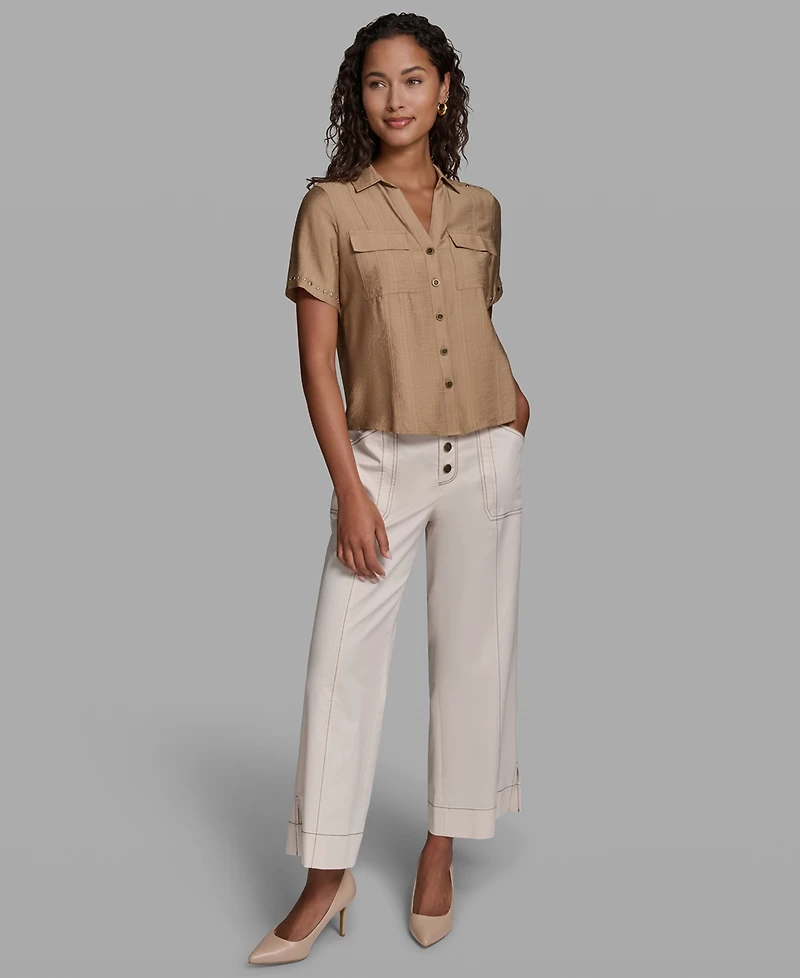 Karl Lagerfeld Paris Petite Short-Sleeve Blouse