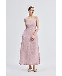 Reistor Women's Perfect Floral Maxi with Tapered Straps Pink