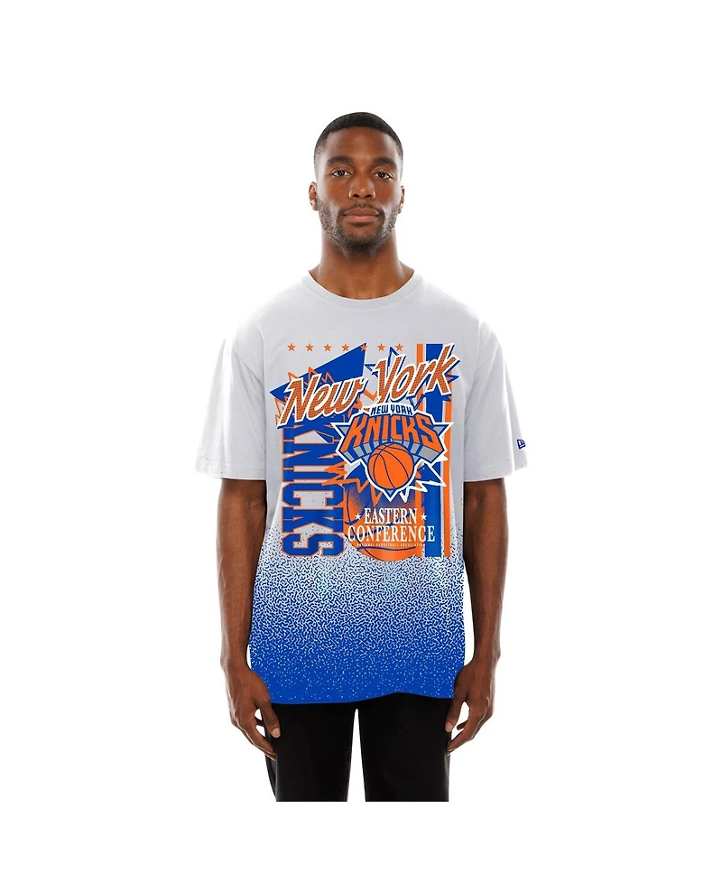 New Era Men's White York Knicks Injection Sport Classics T-Shirt