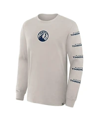 Fanatics Men's Cream Minnesota Timberwolves Crossover Collection Ball Screen Action Premium Long Sleeve T-Shirt