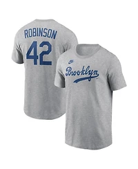 Nike Men's Jackie Robinson Heather Gray Brooklyn Dodgers Cooperstown Collection Name Number T-Shirt