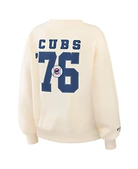 Wear by Erin Andrews Women's Cream Chicago Cubs Heavyweight Crew Neck Sweatshirt
