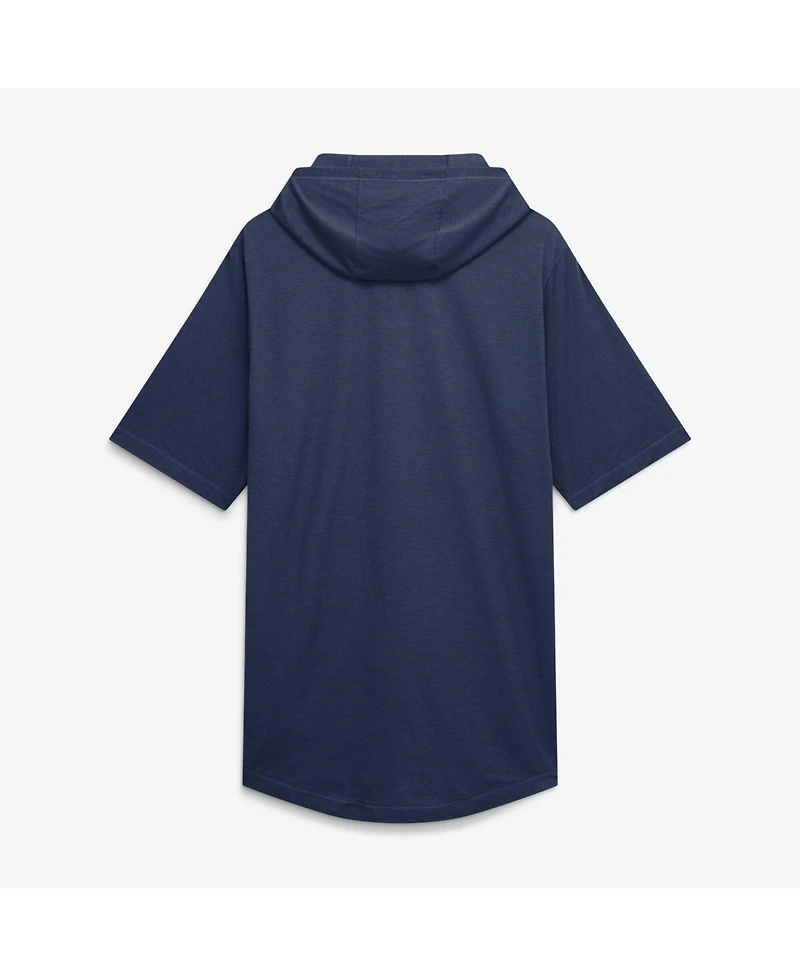 Nike Men's Navy Atlanta Braves Arched Wordmark Tri-Blend Hooded T-Shirt