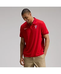 Nike Men's Red Texas Rangers Authentic Collection Striped Victory Dri-fit Polo Shirt