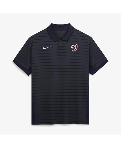 Nike Men's Navy Washington Nationals Authentic Collection Striped Victory Dri-fit Polo Shirt
