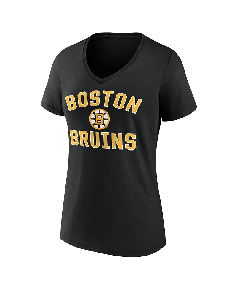 Logo Athletic Women's Black Boston Bruins Arch Victory V-Neck T-Shirt