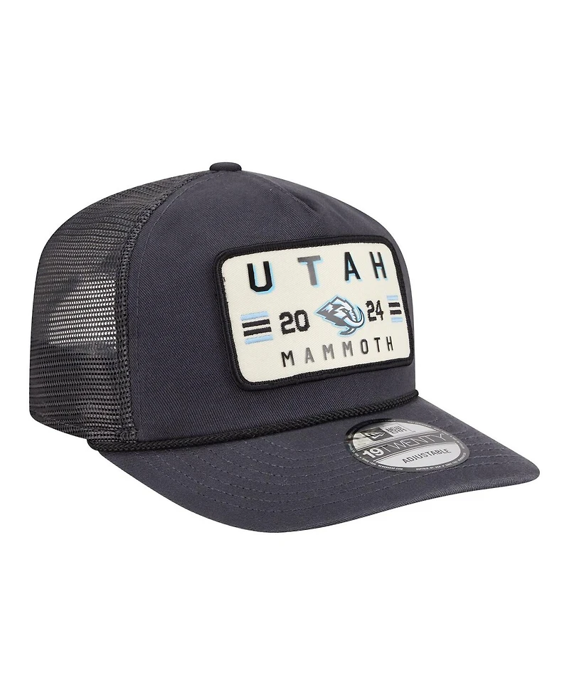 New Era Men's Charcoal Utah Mammoth Washed Patch 19TWENTY Trucker Adjustable Hat