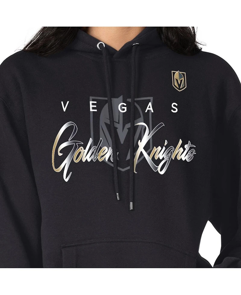G-iii 4Her by Carl Banks Men's Black Vegas Golden Knights Shadow Logo Fleece Pullover Hoodie