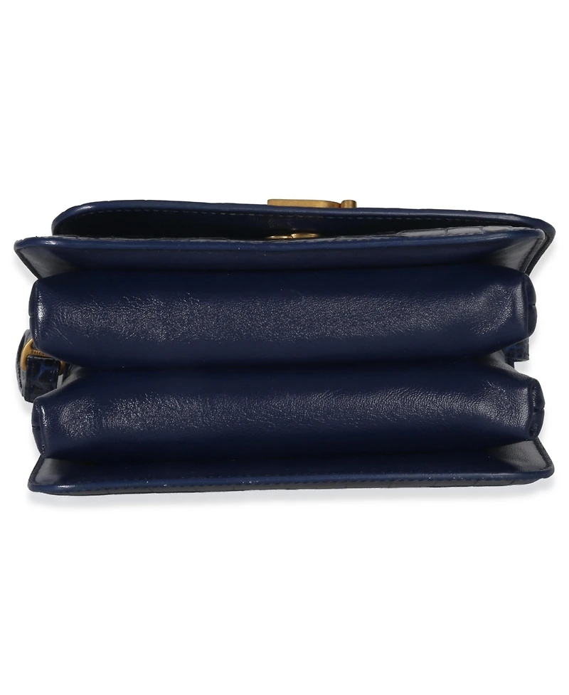 Pre-Owned Balenciaga B. Navy Croc Small Shoulder Bag