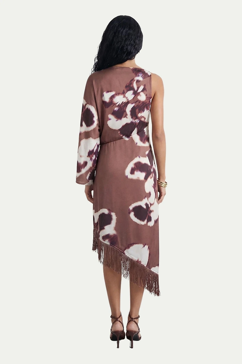 Warehouse Women's One Shoulder Satin Midi Dress