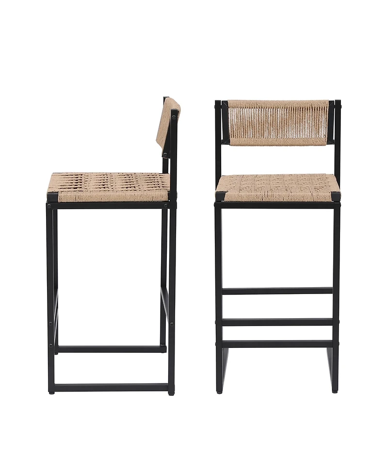 flynama Paper Rope Weave Counter Height Bar Stools Set of 2