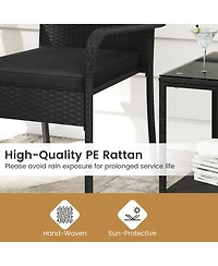 Gouun 3-Piece Pe Rattan Patio Chair Set with 2-Tier Side Table and Cushions