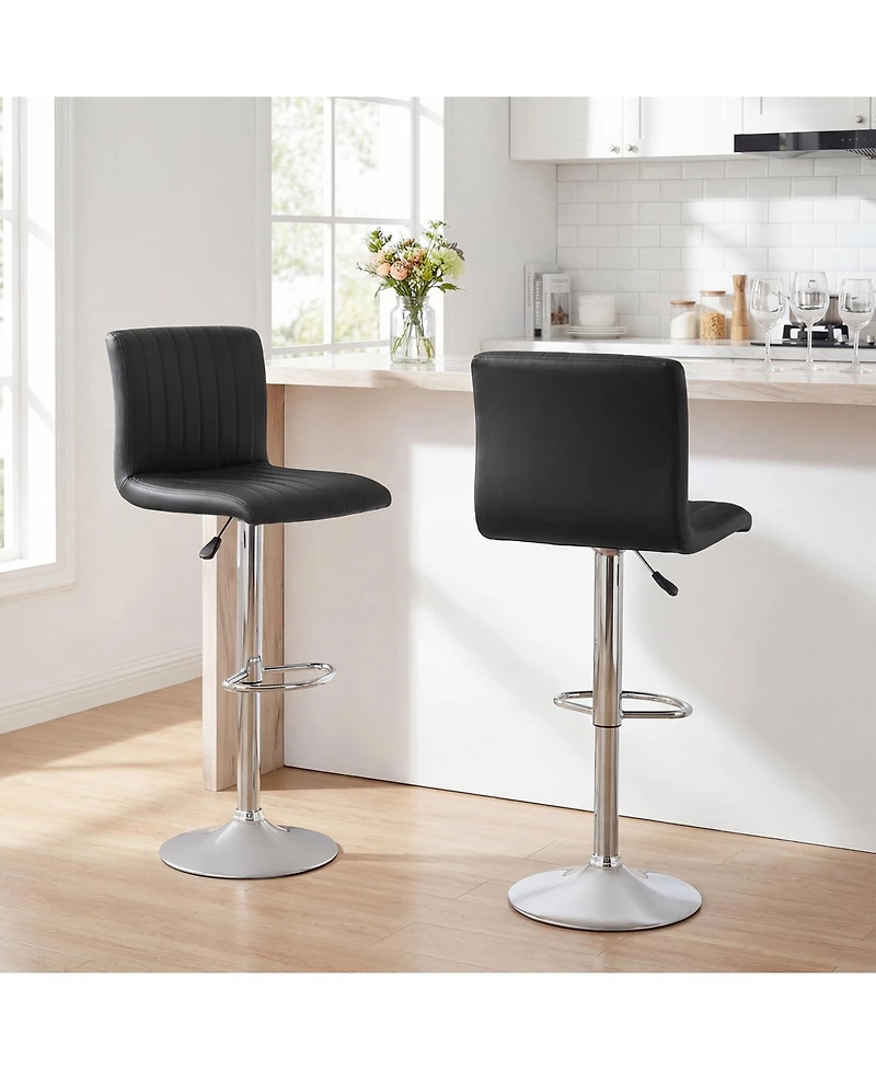 Gymax Bar Stools Set of 2 Adjustable Swivel Barstools with Footrest for Kitchen