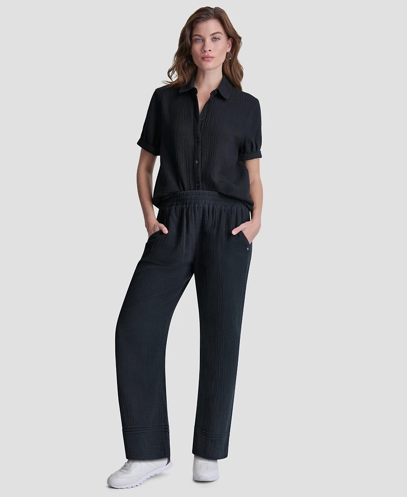 Dkny Jeans Petite Cuffed Short-Sleeve Shirt